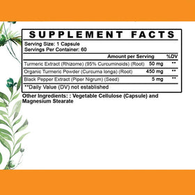 Angry Supplements Curcuma Vegan 60 capsules vue arrière avec ingrédients