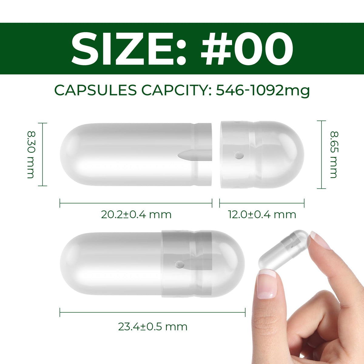 Angtai JN capsules vides 00 avec étiquettes de certification