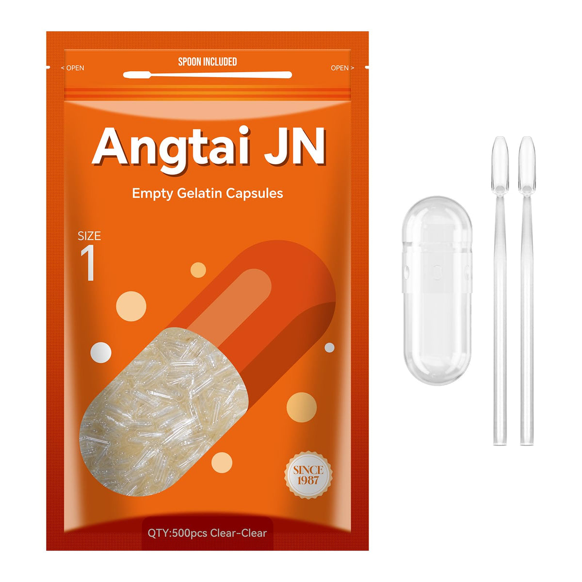 Angtai JN Capsules vides en gélatine bovine, paquet de 500 unités
