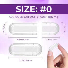 Angtai JN Capsules Vides Taille 0 contenues dans une main