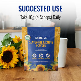 Angtai JN Poudre de Lécithine de Tournesol Bio 113g - dans un bol de yaourt