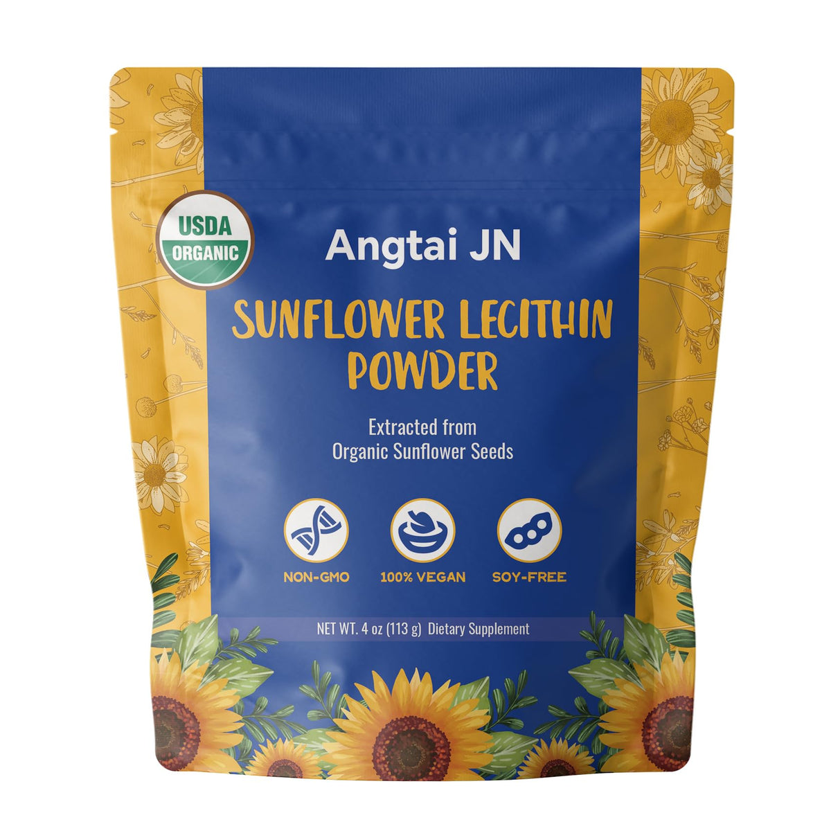 Angtai JN Poudre de Lécithine de Tournesol Bio 113g - emballage avant