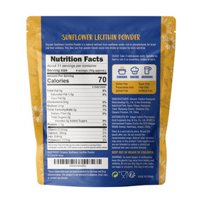Angtai JN Poudre de Lécithine de Tournesol Bio 113g - ingrédients sur l'emballage