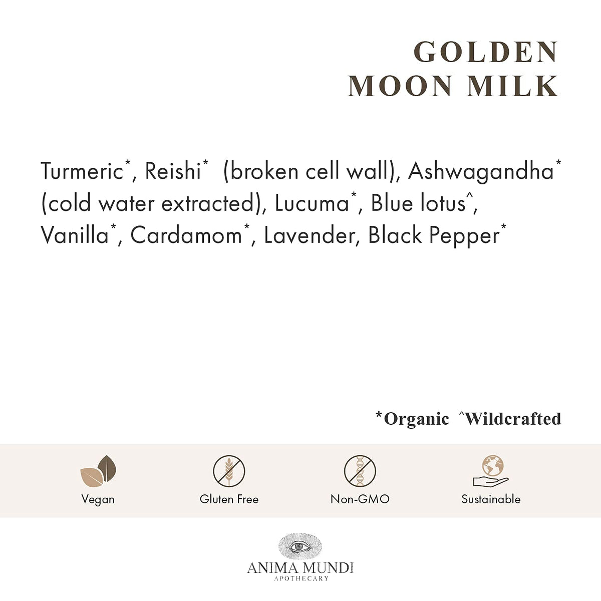 Anima Mundi Golden Moon Milk 142g sur une table avec des épices