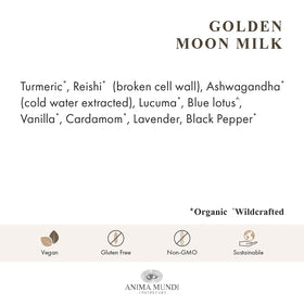 Anima Mundi Golden Moon Milk 142g sur une table avec des épices