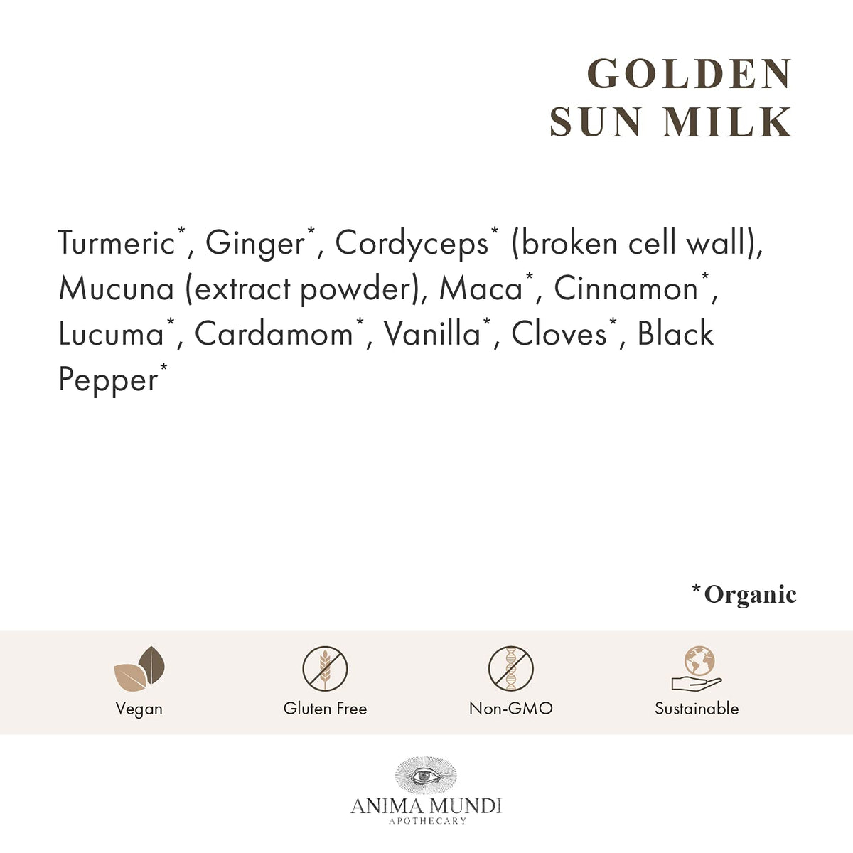 Anima Mundi Golden Sun Milk 142g en poudre dans un bol