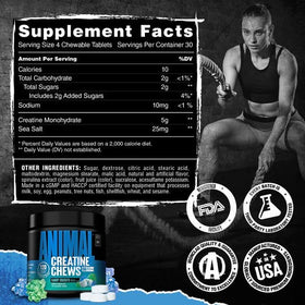 Animal Chews de Créatine Monohydrate 120 Count en vue de côté