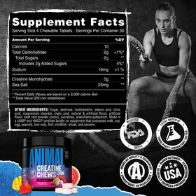 Animal Creatine Chews 120 comprimés, utilisation dans un sac de sport