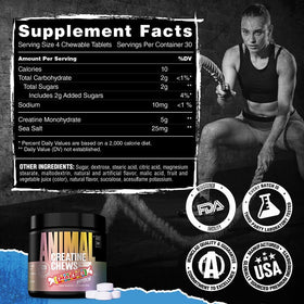 Animal Creatine Chews Smarties montrant la texture des comprimés