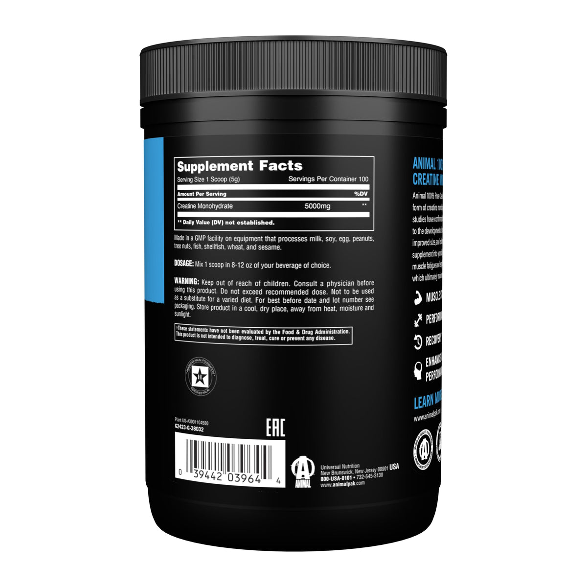 Animal Créatine Monohydrate 500 g packaging