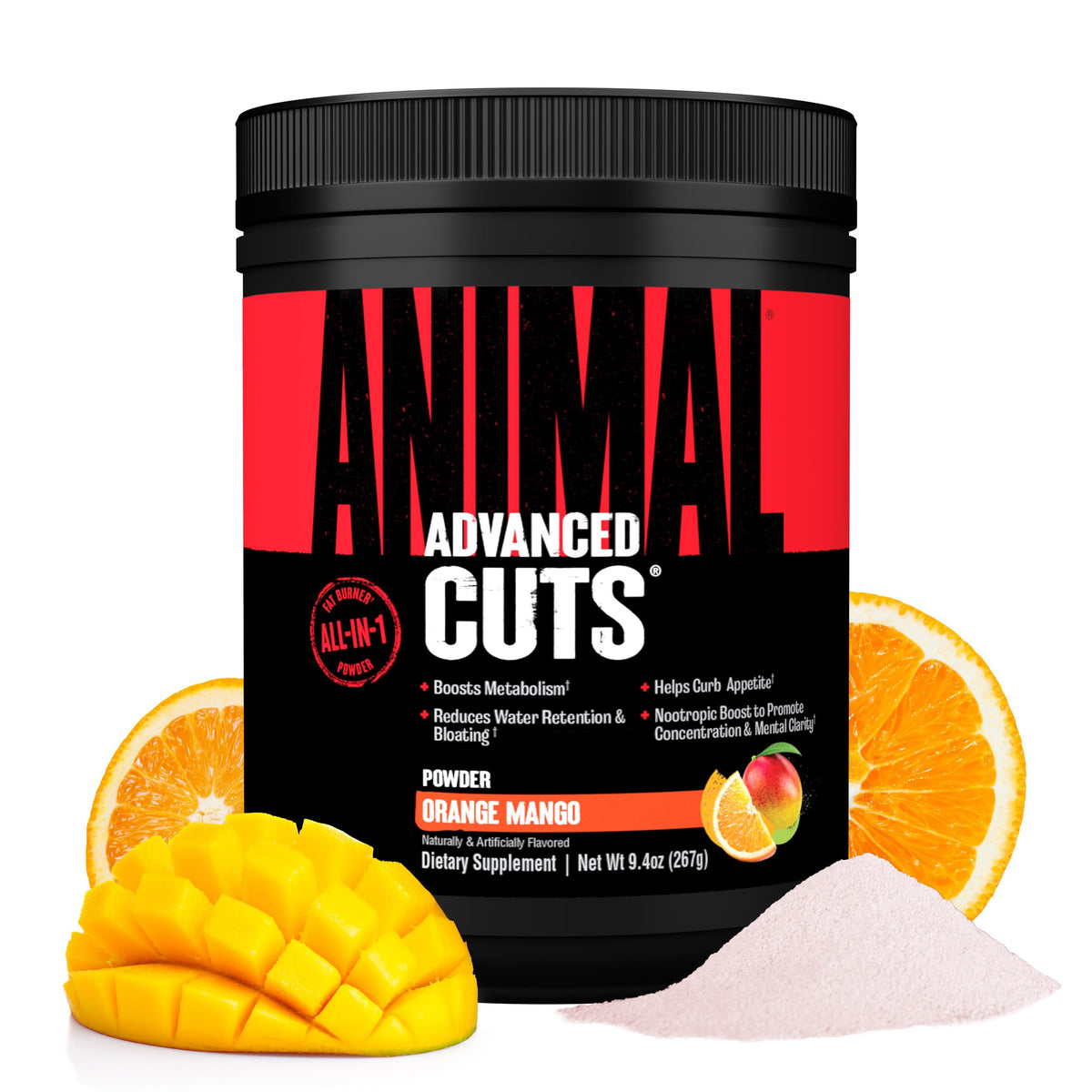 Animal Cuts Brûleur de Graisse Thermogénique 340g Orange Mangue - Vue de face