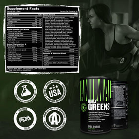 Animal Daily Greens product with vegetables background