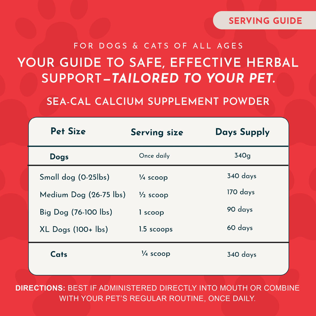 Animal Essentials Complément Alimentaire Calcium Algues 12 oz en utilisation