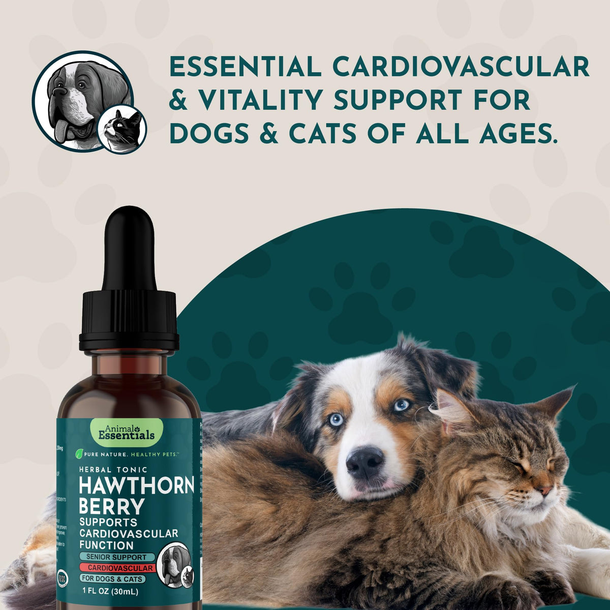 Animal Essentials Complément Baies d'Aubépine pour Animaux - Taille du produit