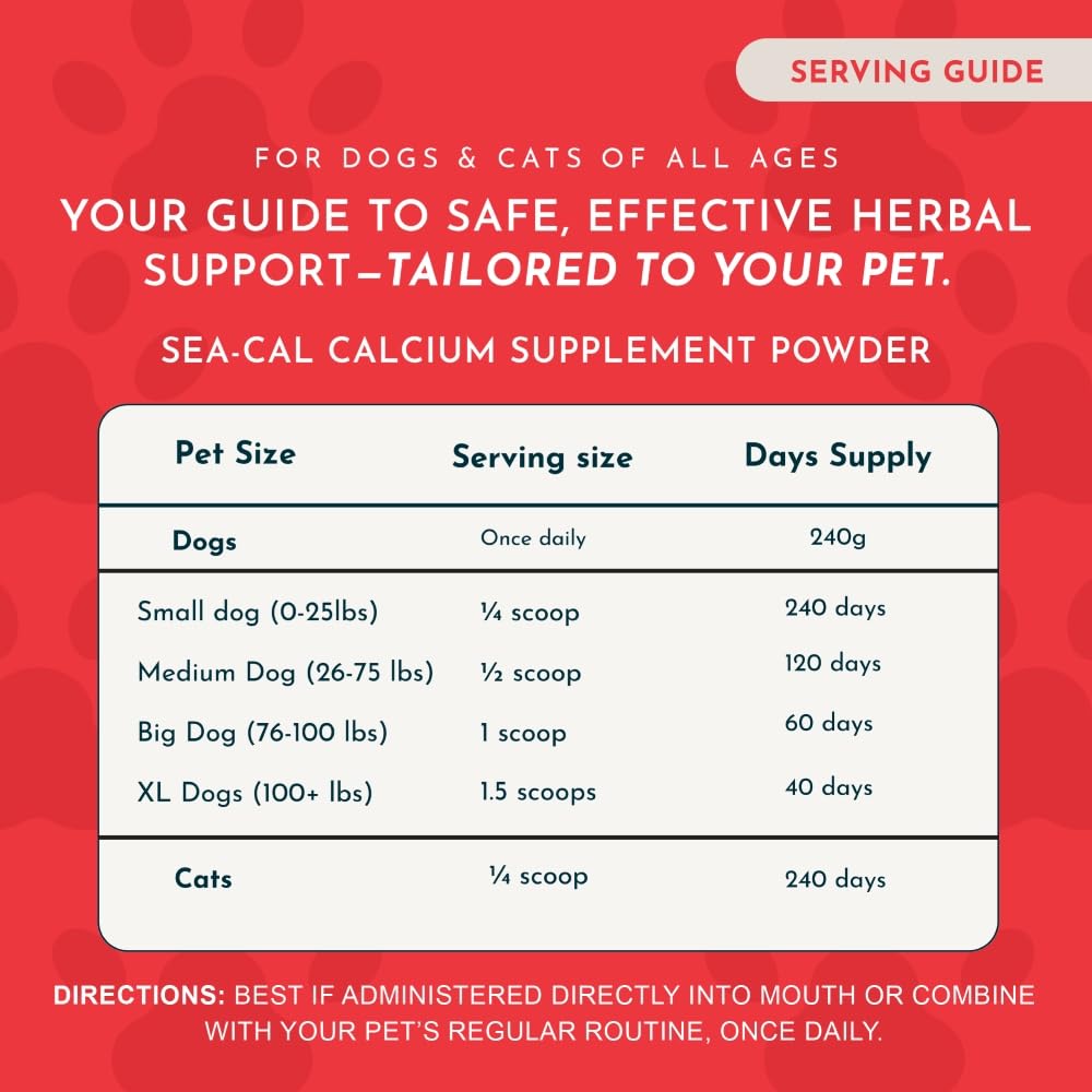 Animal Essentials Sea-Cal poudre de calcium d'algue marine 254g utilisation avec un chat