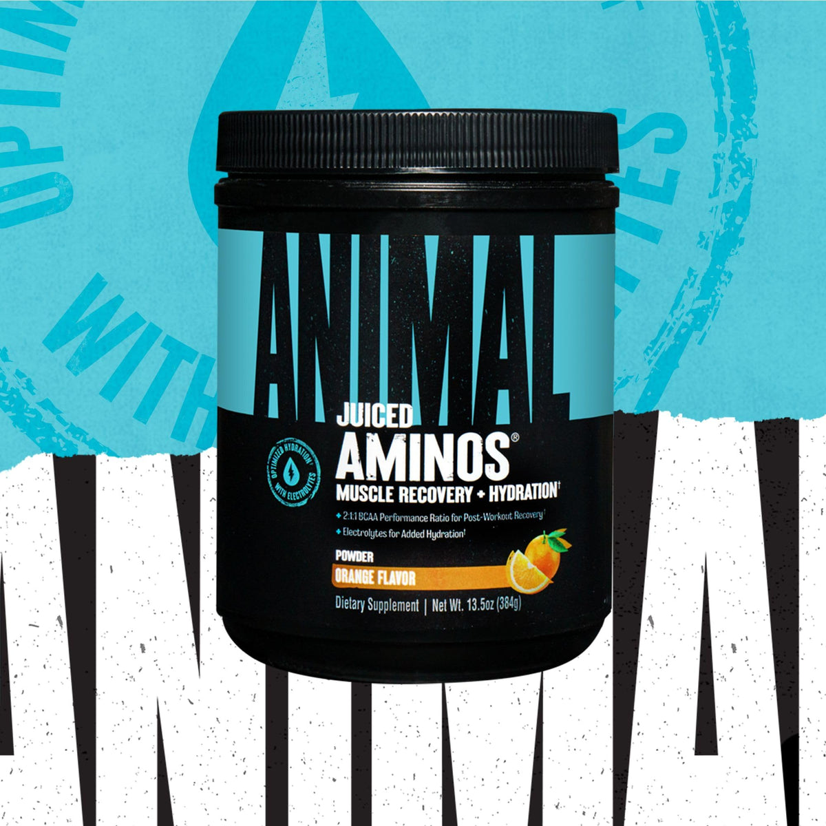 Animal Juiced Aminos étiquette avec ingrédients et informations nutritionnelles