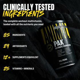 Animal Pak Complément Multivitaminé 30 Dosettes Pratiques utilisation dans un sac de sport