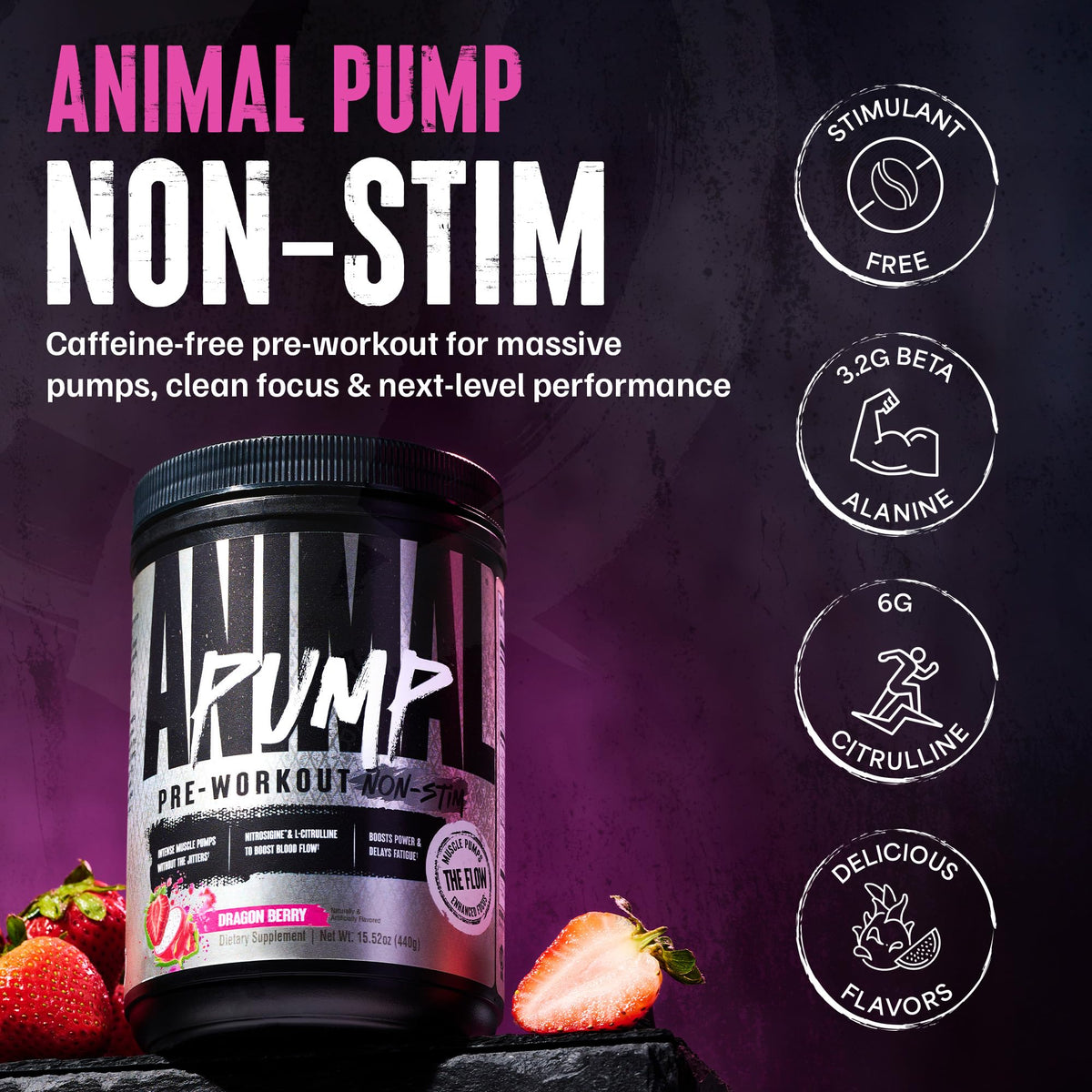 Animal Pump Non-Stim poudre pré-workout 540g avec cuillère doseuse