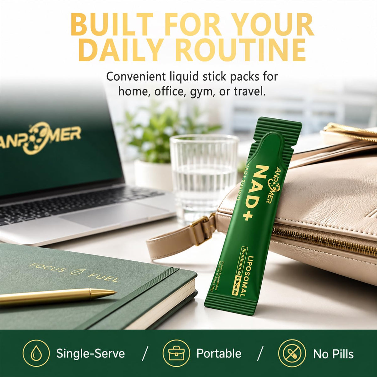 ANPOMER sachets de NAD+ en vue de dos