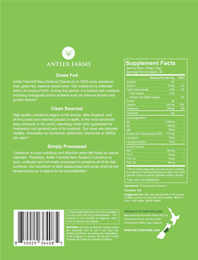 Antler Farms Colostrum 100% Pur emballage arrière