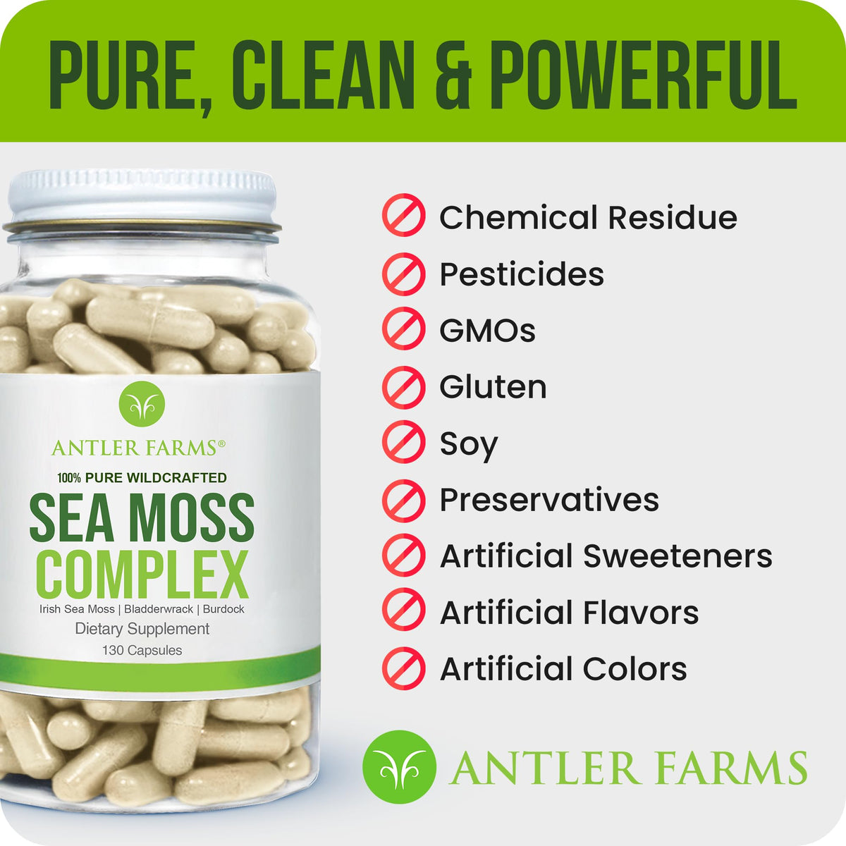Antler Farms Complex de Mousse de Mer, capsules dans une cuillère en bois