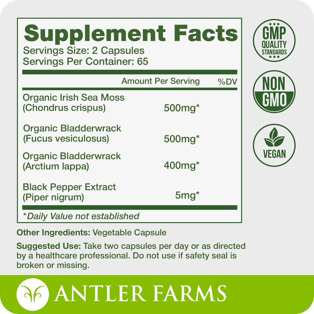 Antler Farms Complex de Mousse de Mer, capsules sur une surface blanche