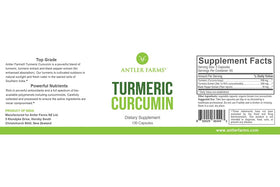 Antler Farms Curcuma capsules showing the bottle side view
