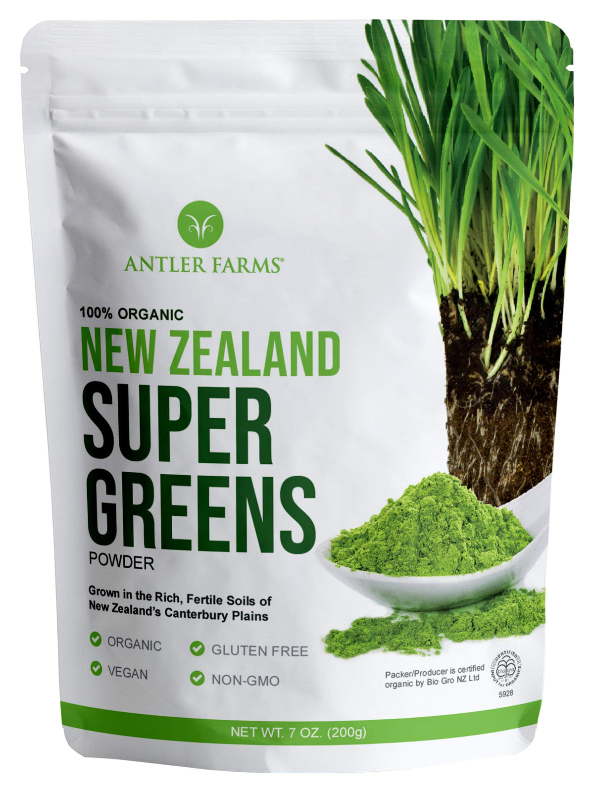 Antler Farms Poudre de Super Greens Bio 200g - vue de face