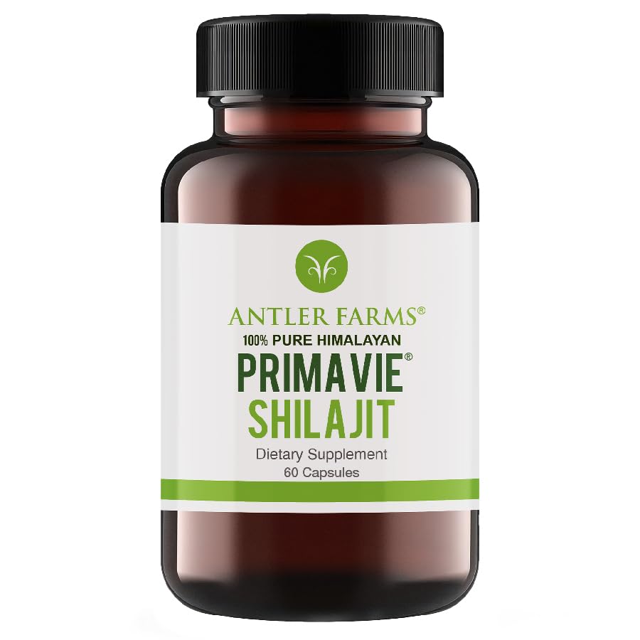 Antler Farms PrimaVie Shilajit 60 capsules vue avant avec étiquette