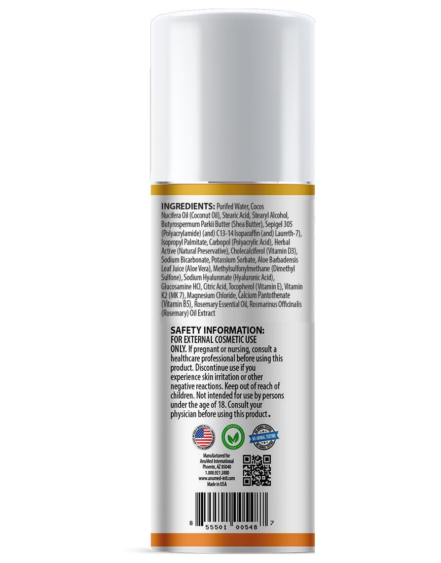 AnuMed Crème D3 K2 5 000 UI 168g avec bouchon ouvert