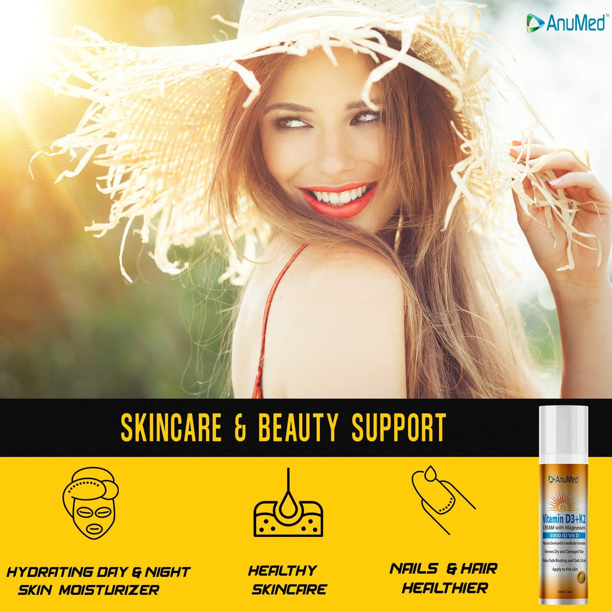 AnuMed Crème D3 K2 5 000 UI 168g emballage