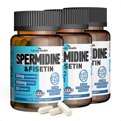 Anven Health Complément Alimentaire Spermidine & Fisetin 90 Capsules Végétales vue de face
