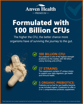 Anven Health Probiotiques 100 milliards CFU capsules ouvertes