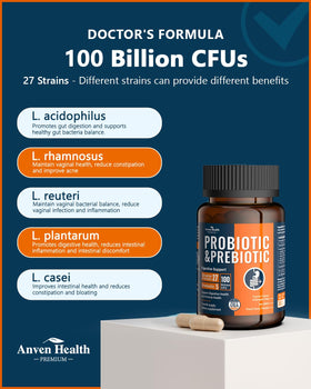 Anven Health Probiotiques 100 Milliards CFU côté de la boîte
