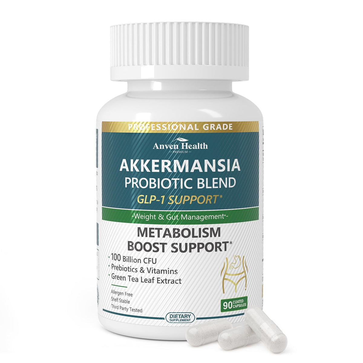 Anven Health Probiotiques Akkermansia 100 Milliards CFU gélules avant