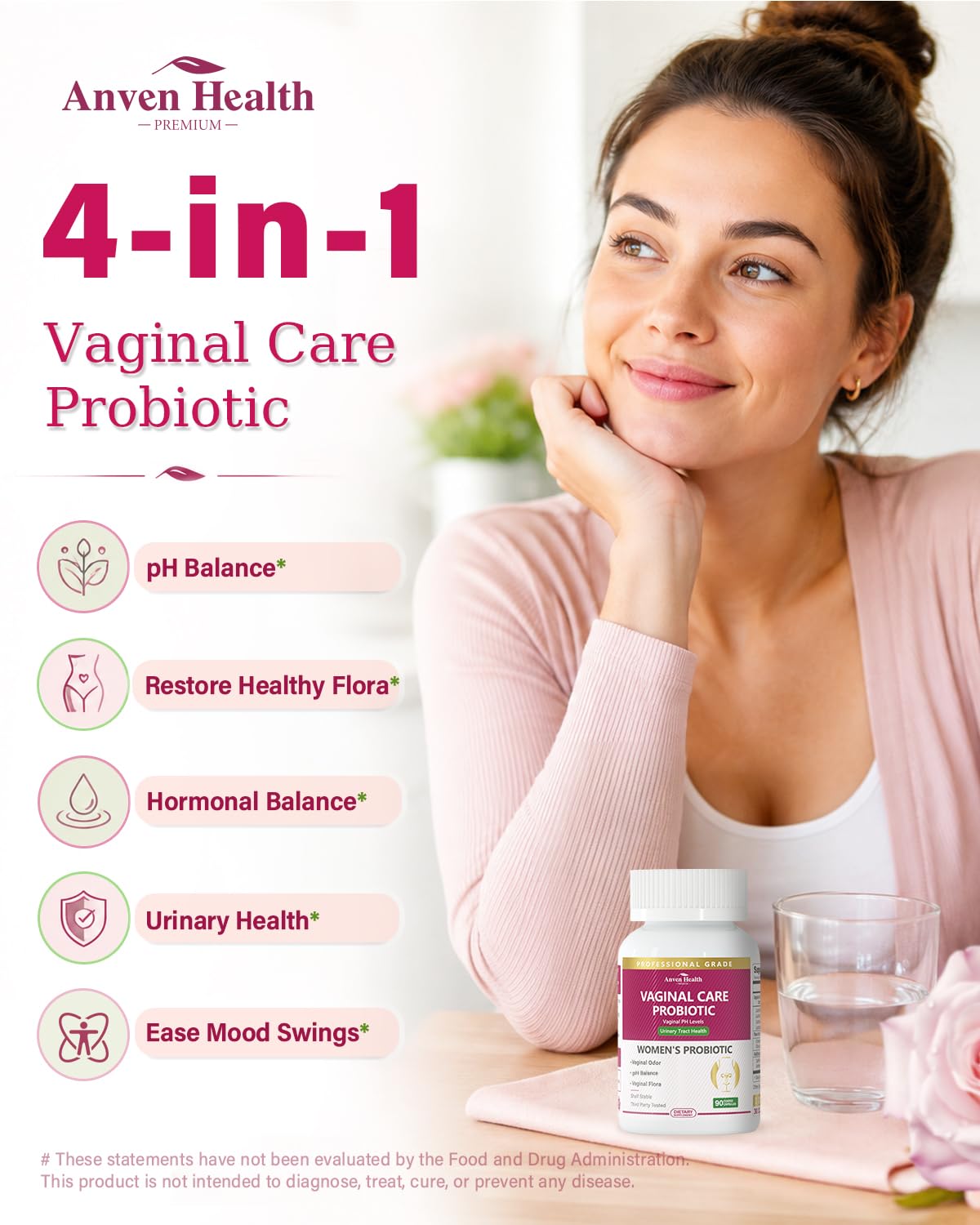 Anven Health Probiotiques Vaginales 90 Capsules avec étiquette
