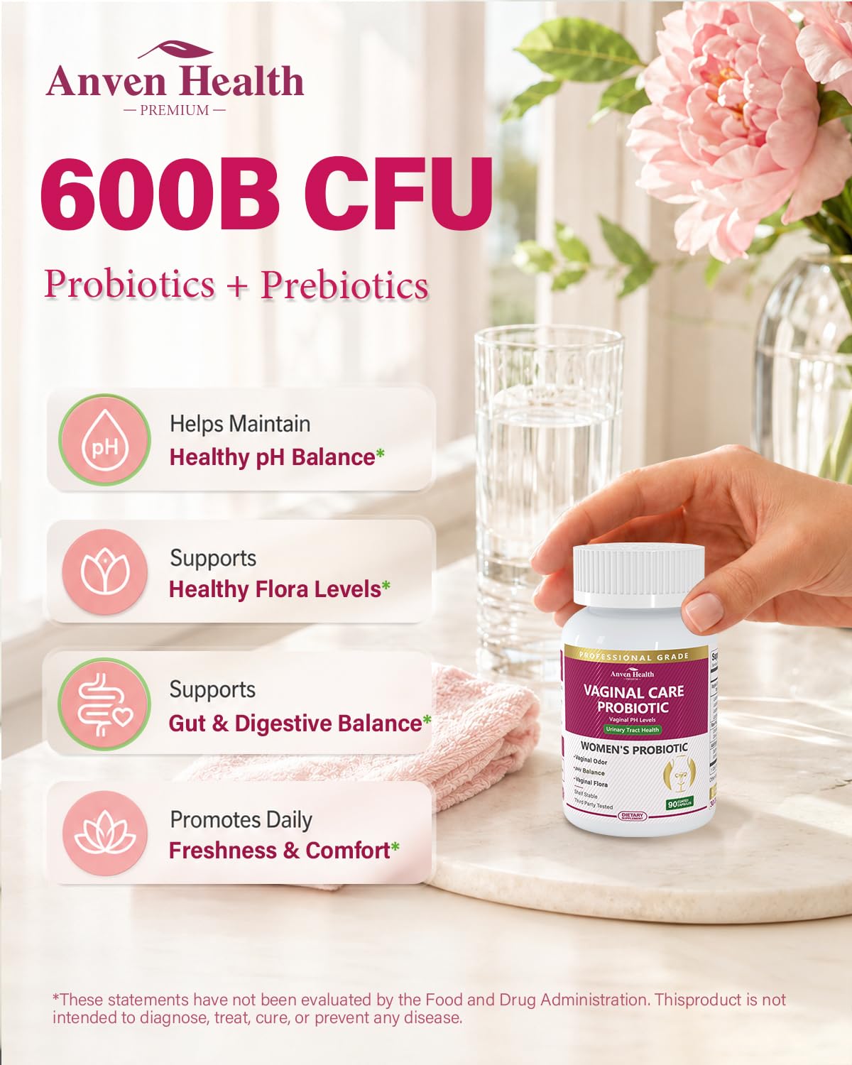 Anven Health Probiotiques Vaginales 90 Capsules ouvertes montrant les capsules