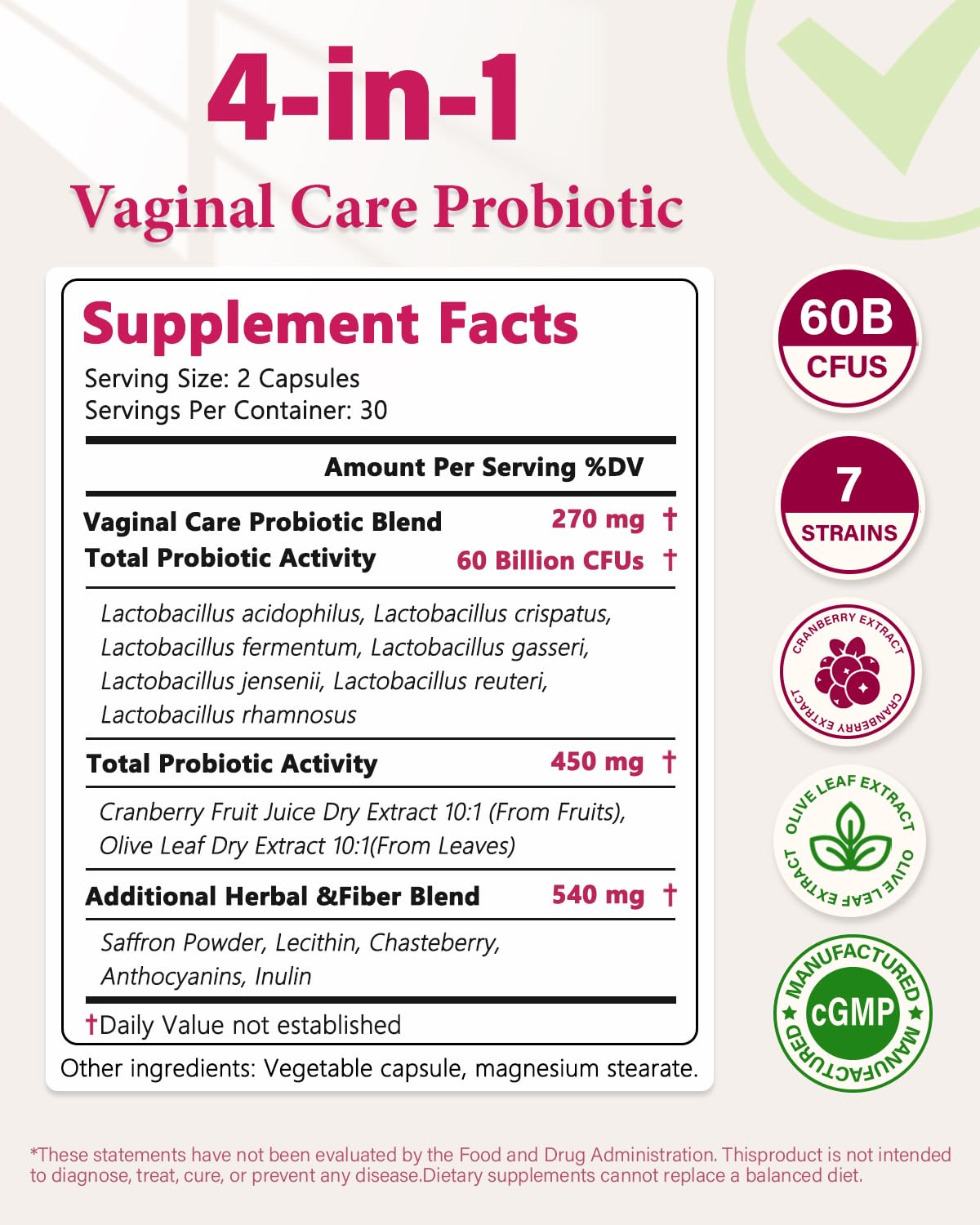 Anven Health Probiotiques Vaginales 90 Capsules vue de dos