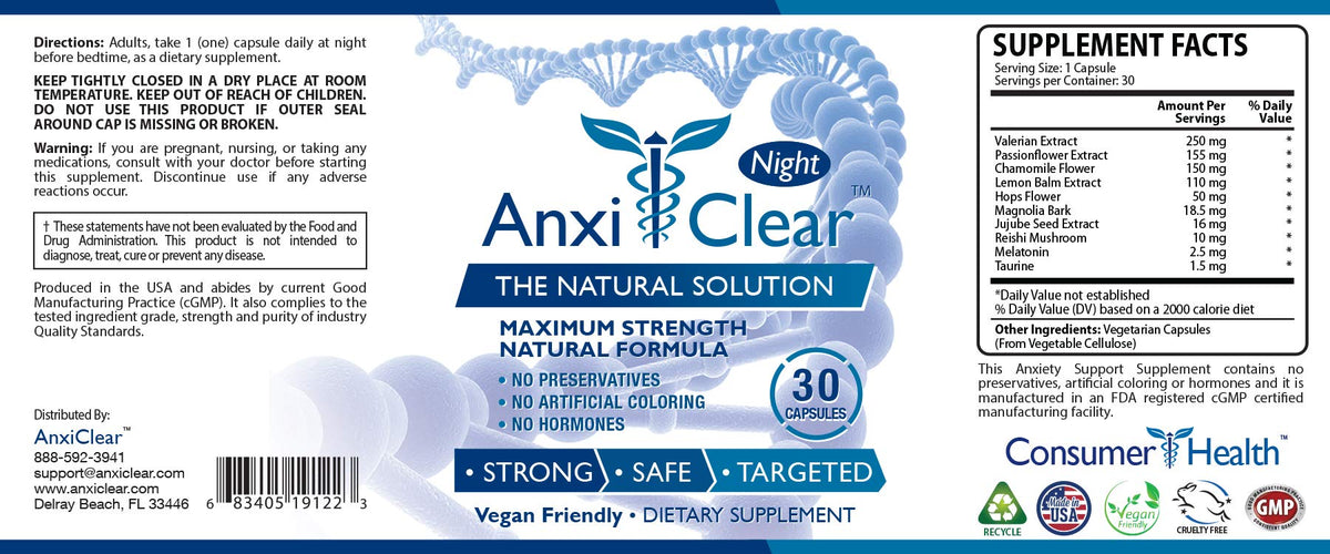 AnxiClear complément alimentaire 5-HTP 100mg boîte arrière