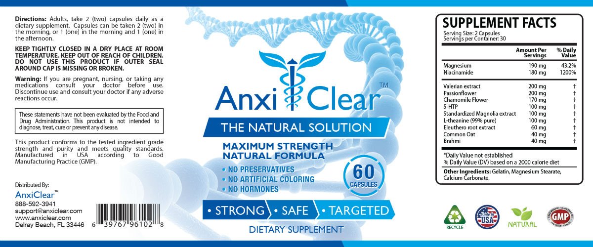 AnxiClear complément alimentaire 5-HTP 100mg capsules