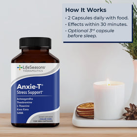Anxie-T LifeSeasons sur une table avec des herbes