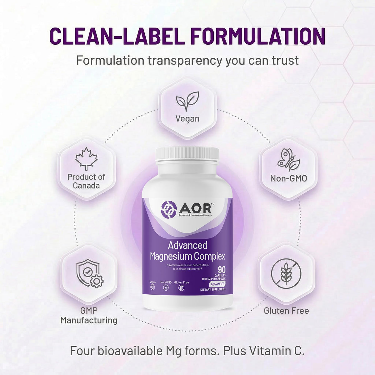 AOR Glycinate de Magnésium 90 capsules avec dosage indiqué