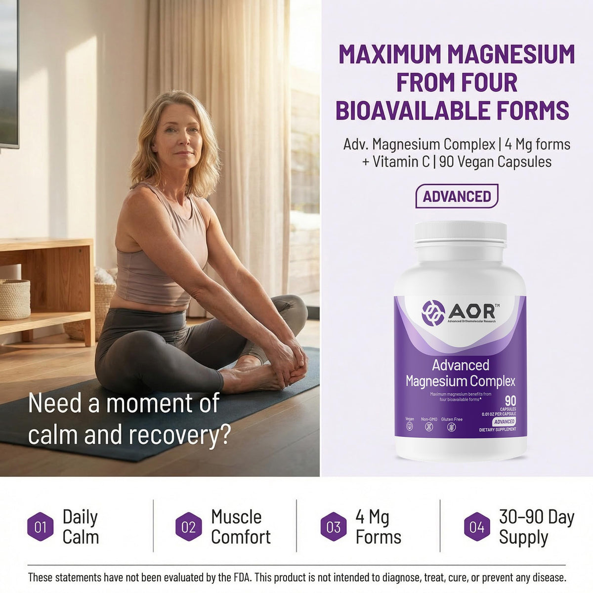 AOR Glycinate de Magnésium capsules avec étiquette