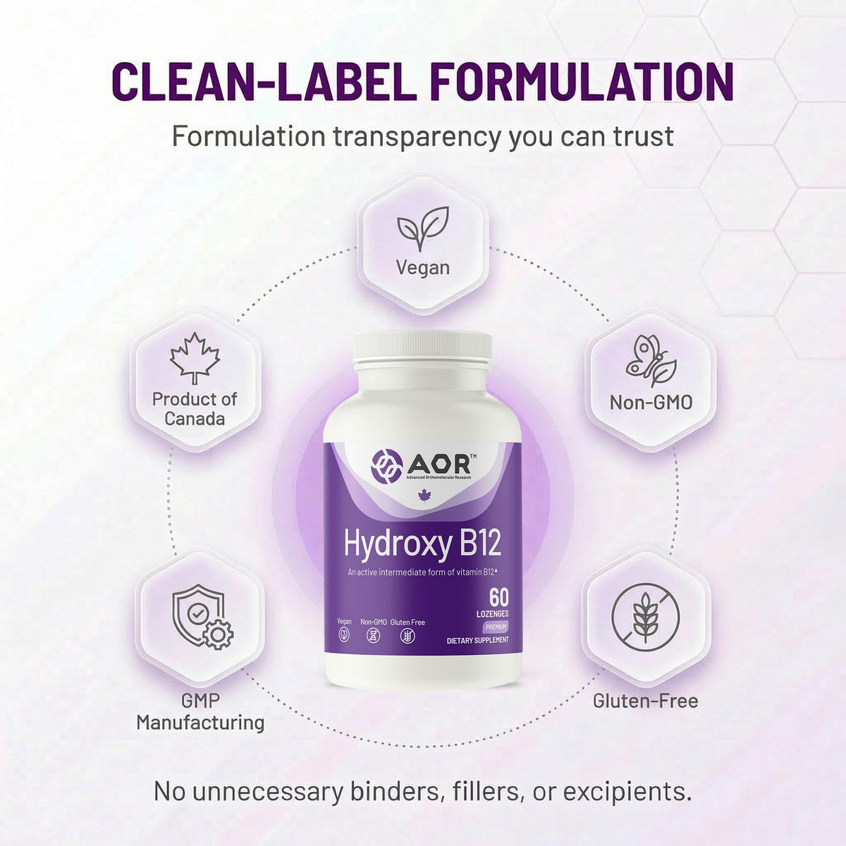 AOR Hydroxy B12 comprimés sublinguales 1000 mcg, arrière de l'emballage