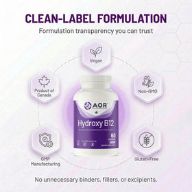 AOR Hydroxy B12 comprimés sublinguales 1000 mcg, arrière de l'emballage
