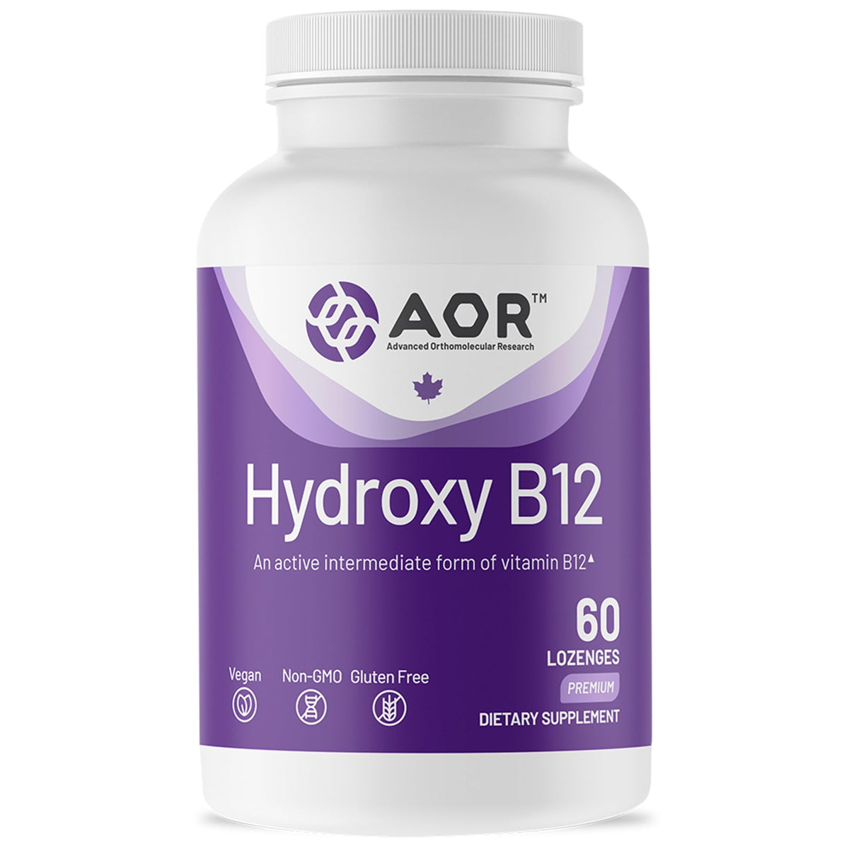 AOR Hydroxy B12 comprimés sublinguales 1000 mcg, vue de face