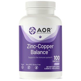 AOR Zinc Copper Balance capsules 15mg Zinc 2mg Copper front view