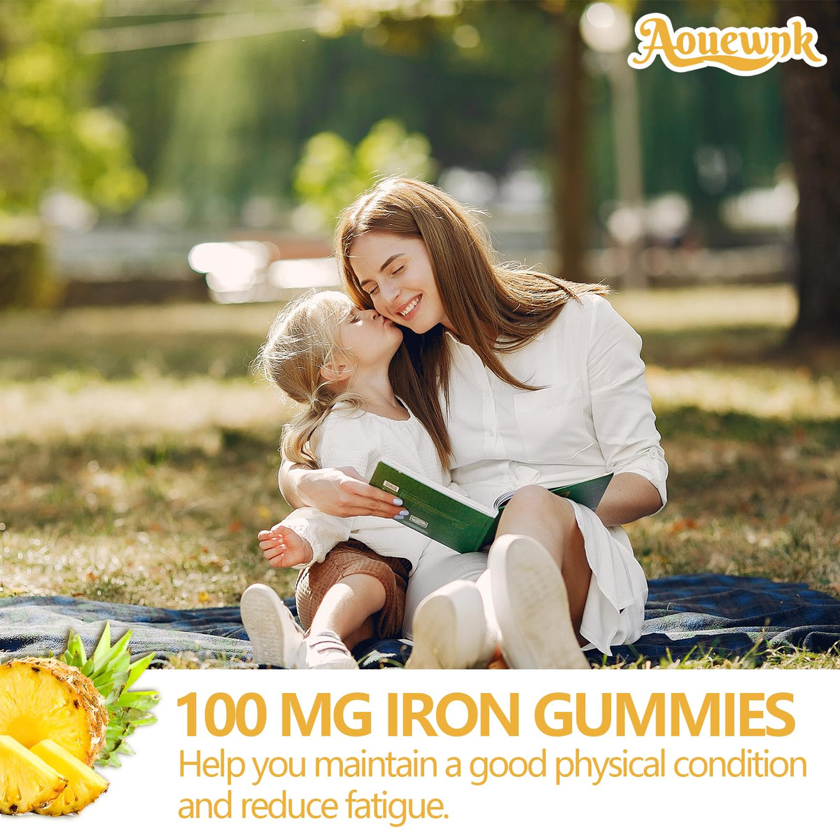 Aouewnk Gummies Fer 100MG sur fond blanc