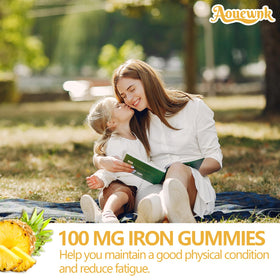 Aouewnk Gummies Fer 100MG sur fond blanc