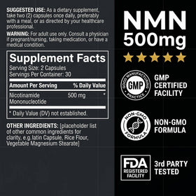 AOVITAO Complément NMN 500mg sur une table en bois